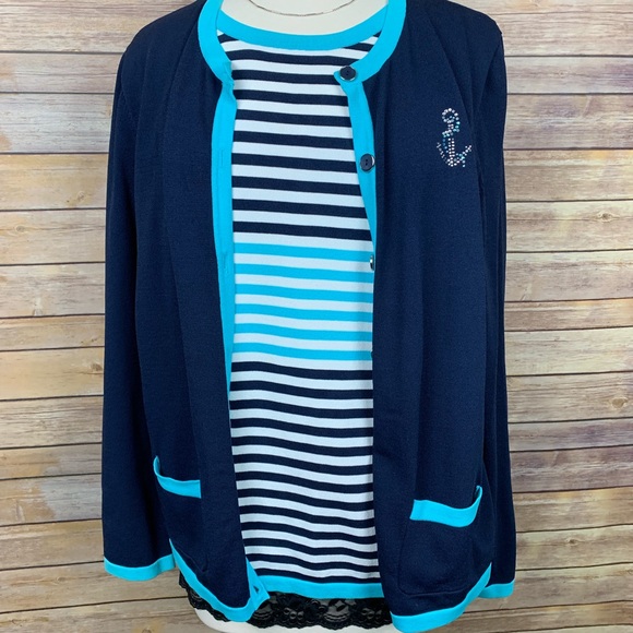 Alfred Dunner L Nautical Pullover w/Anchor Detail - Picture 2 of 7